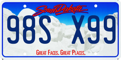 SD license plate 98SX99