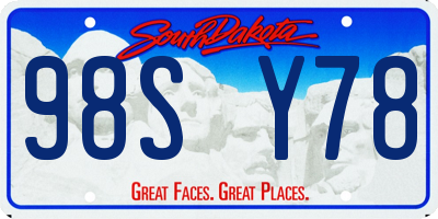 SD license plate 98SY78