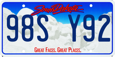 SD license plate 98SY92