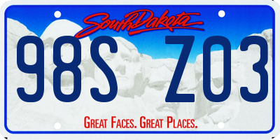 SD license plate 98SZ03