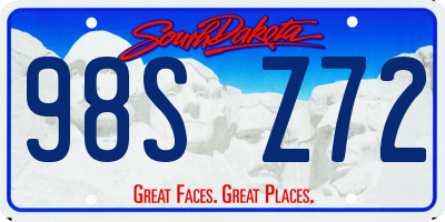 SD license plate 98SZ72