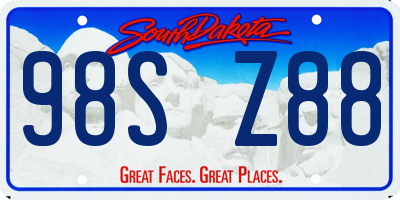 SD license plate 98SZ88