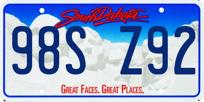 SD license plate 98SZ92