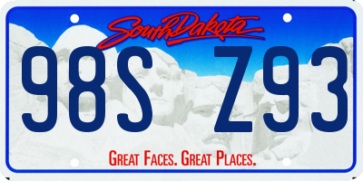SD license plate 98SZ93
