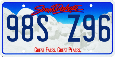 SD license plate 98SZ96