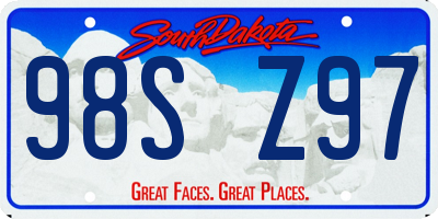 SD license plate 98SZ97