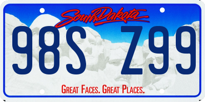 SD license plate 98SZ99