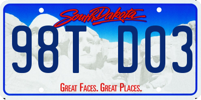 SD license plate 98TD03