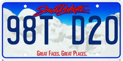 SD license plate 98TD20