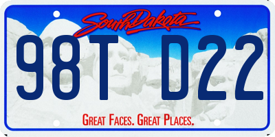 SD license plate 98TD22
