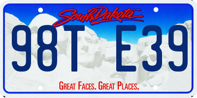 SD license plate 98TE39