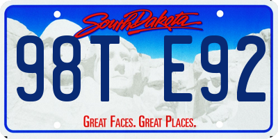 SD license plate 98TE92