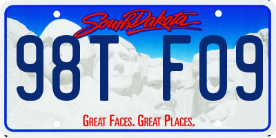 SD license plate 98TF09