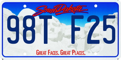 SD license plate 98TF25