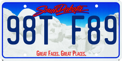 SD license plate 98TF89