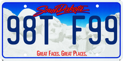 SD license plate 98TF99