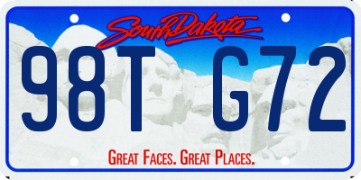 SD license plate 98TG72