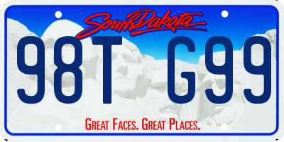 SD license plate 98TG99
