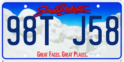 SD license plate 98TJ58