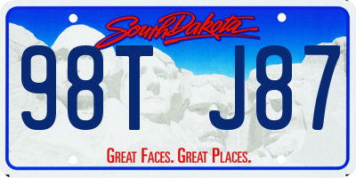 SD license plate 98TJ87