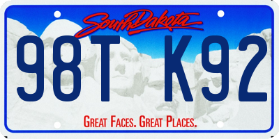 SD license plate 98TK92