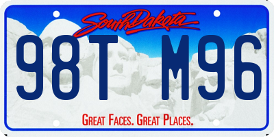 SD license plate 98TM96