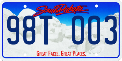 SD license plate 98TO03