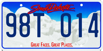 SD license plate 98TO14