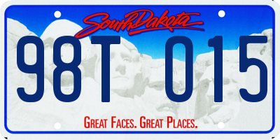 SD license plate 98TO15