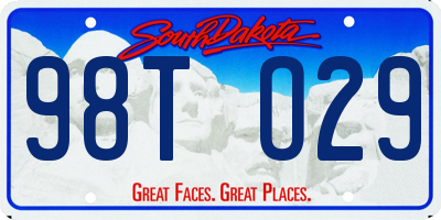 SD license plate 98TO29
