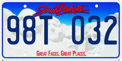 SD license plate 98TO32
