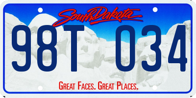 SD license plate 98TO34