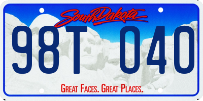 SD license plate 98TO40