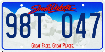 SD license plate 98TO47