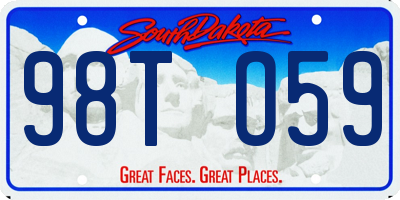 SD license plate 98TO59