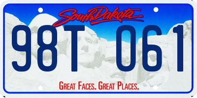SD license plate 98TO61
