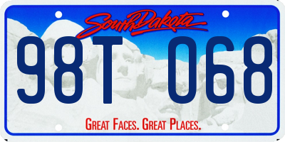 SD license plate 98TO68