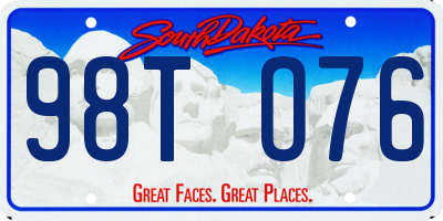 SD license plate 98TO76