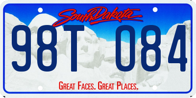SD license plate 98TO84