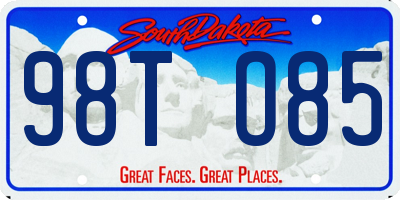 SD license plate 98TO85