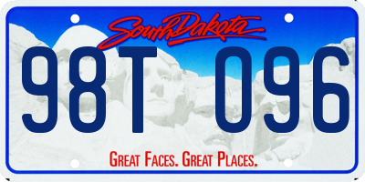 SD license plate 98TO96