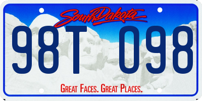 SD license plate 98TO98