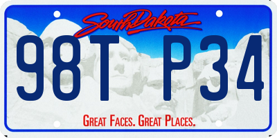SD license plate 98TP34