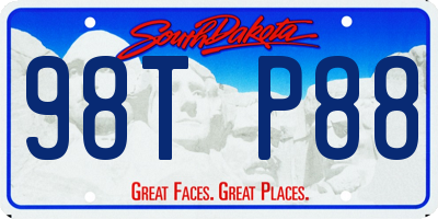 SD license plate 98TP88