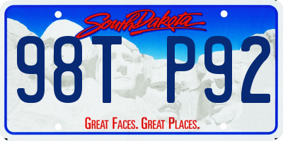 SD license plate 98TP92