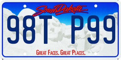 SD license plate 98TP99