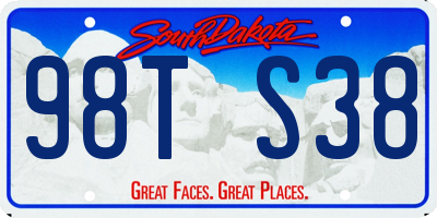SD license plate 98TS38