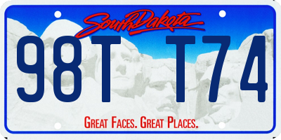 SD license plate 98TT74