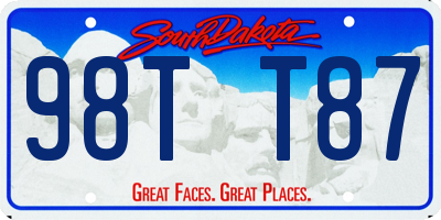 SD license plate 98TT87