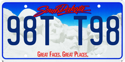 SD license plate 98TT98